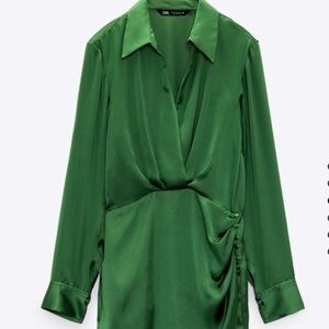 New With Tags Zara Mini Green Wrap Dress, L